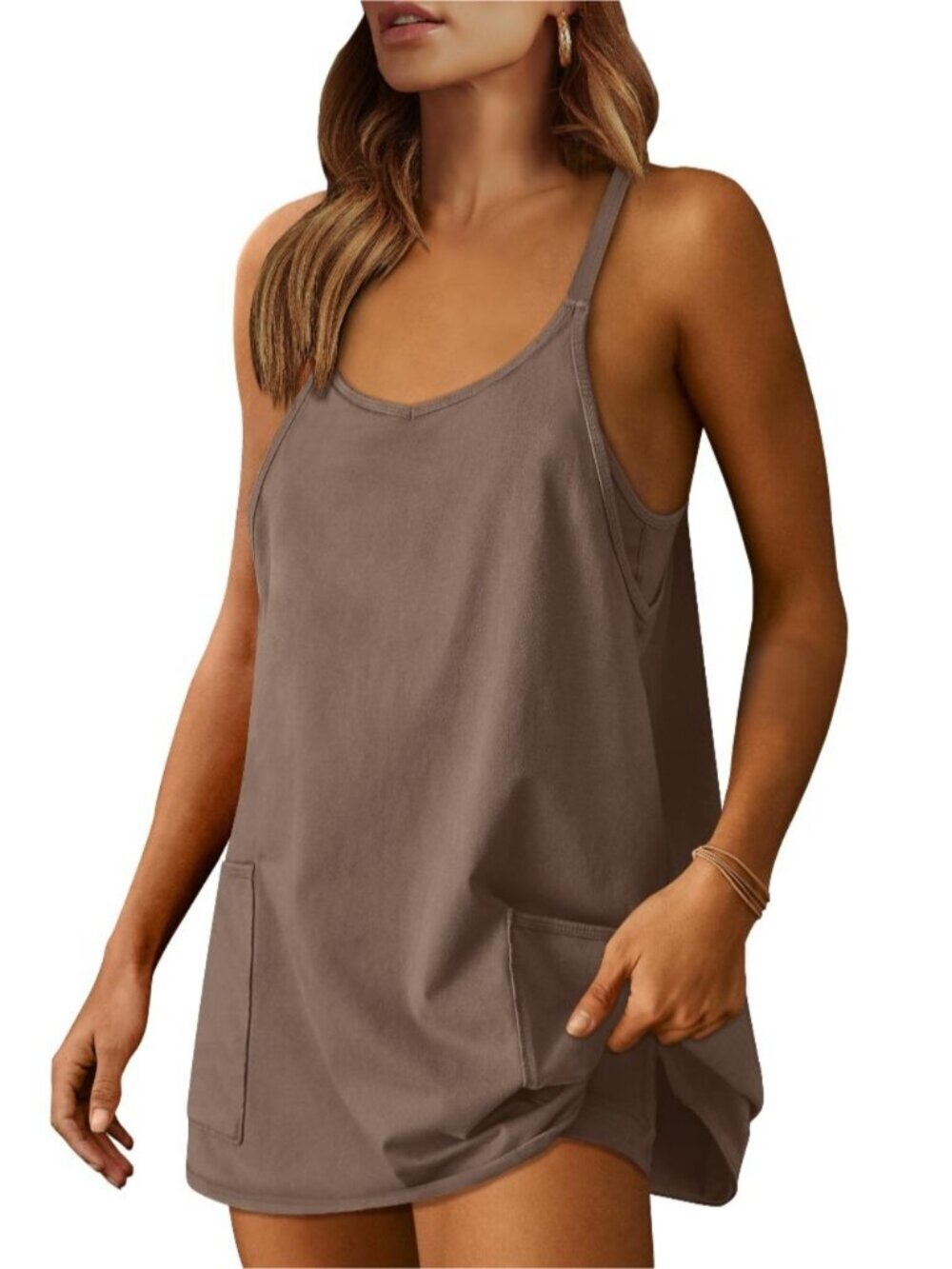 Athletic Mini Romper Dress with Built-in Shorts
